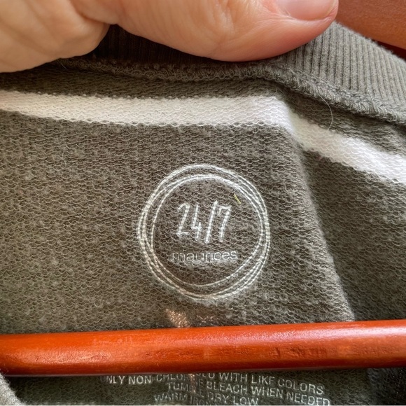 MAURICES Women’s Striped Olive Green T-Shirt Short Sleeve Dress Size XS - Picture 2 of 9